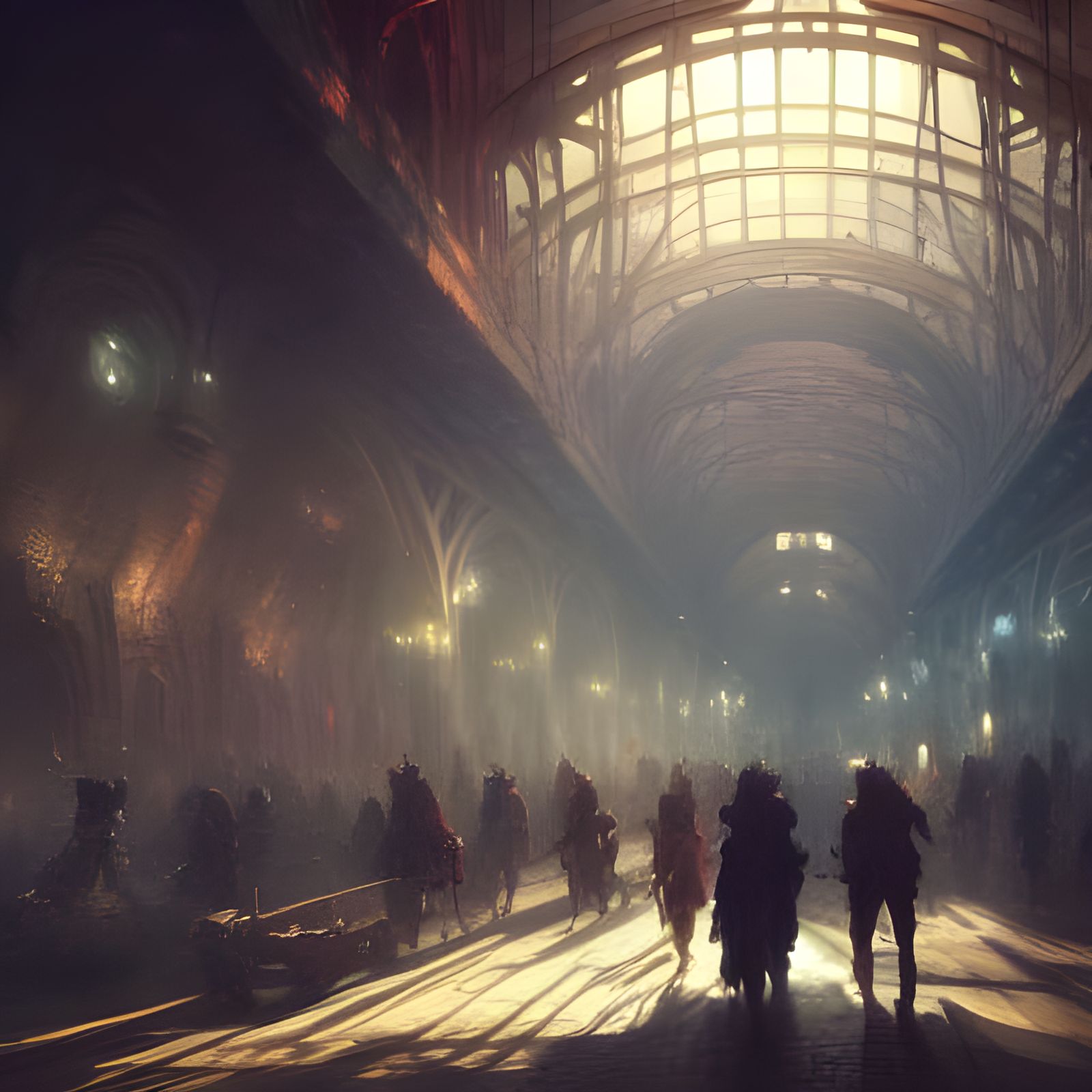 Underground Fantasy Market in Dark Concept Art
