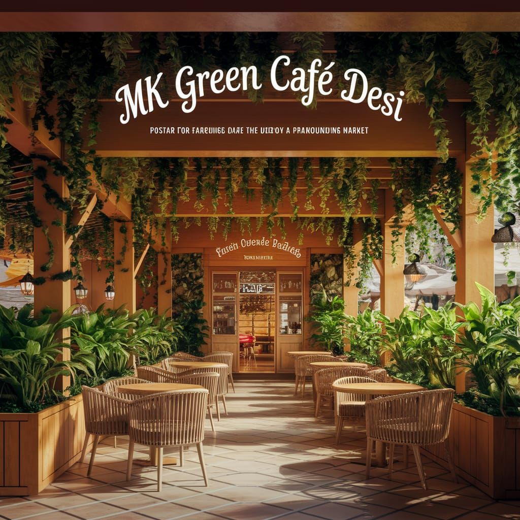 Sunlit Cafe in Vibrant Marketplace