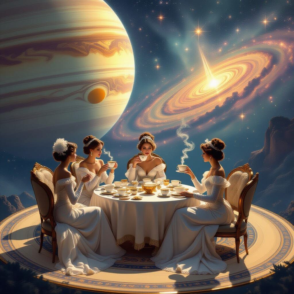 Celestial Tea Party on Saturn, Maximalist Art
