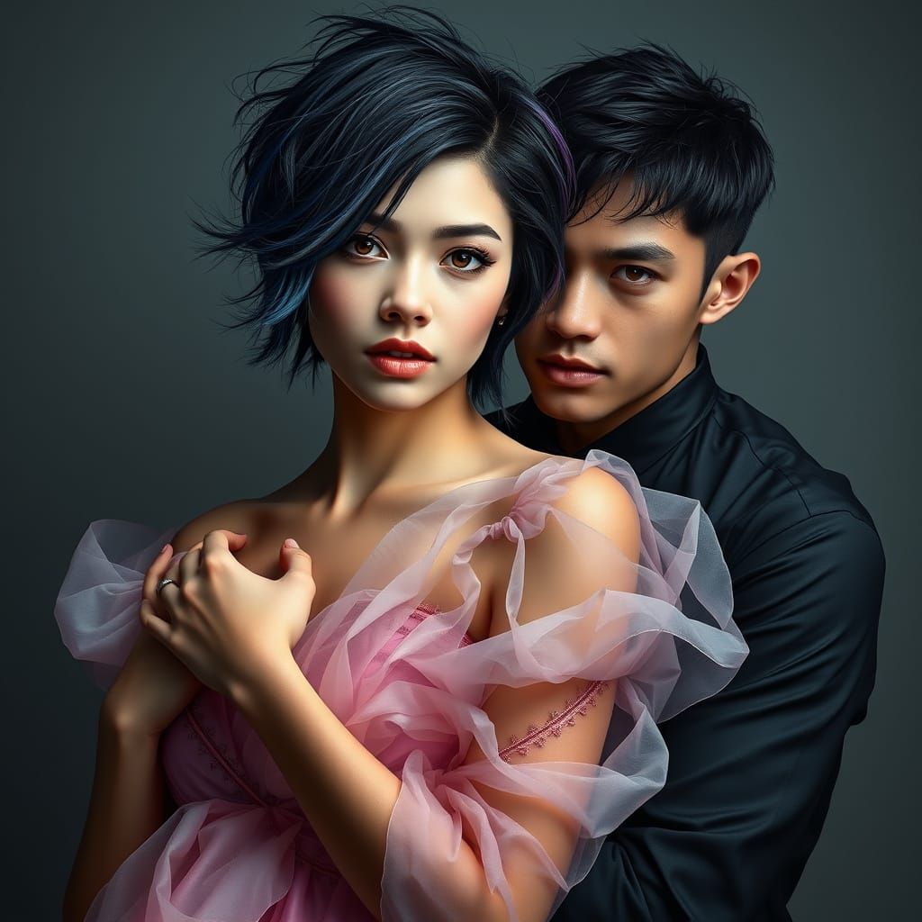 Hyperrealistic Pop Digital Artwork with Charcoal and Graphit...