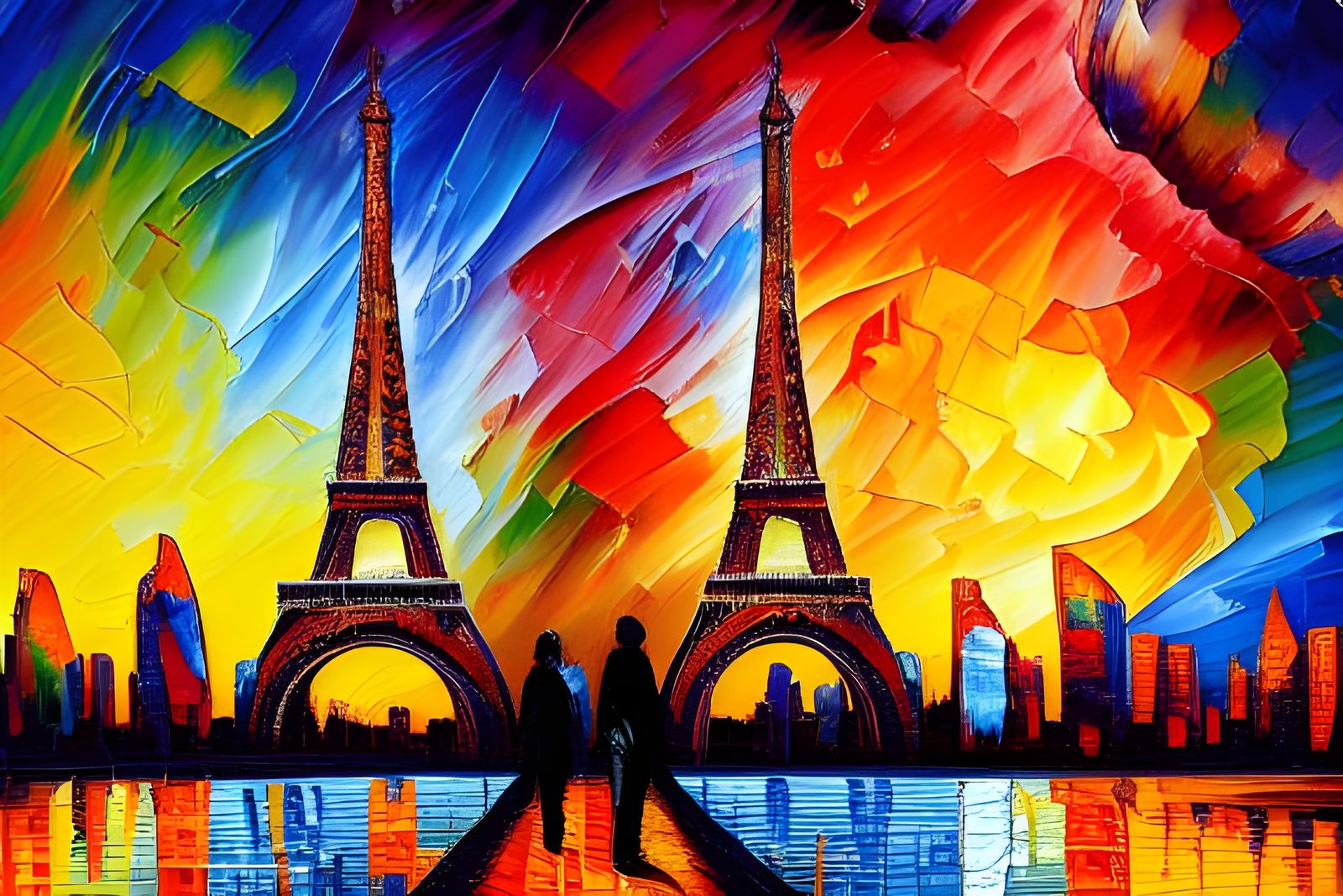 Expressionist Painting of the Twin Tower Attack