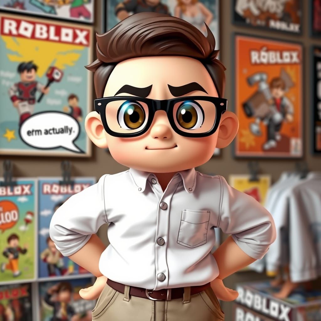 Cartoon Nerd Saying Erm Actually in Digital Art Style