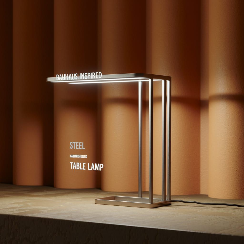 Bauhaus-Inspired Steel Table Lamp with Soft Lighting