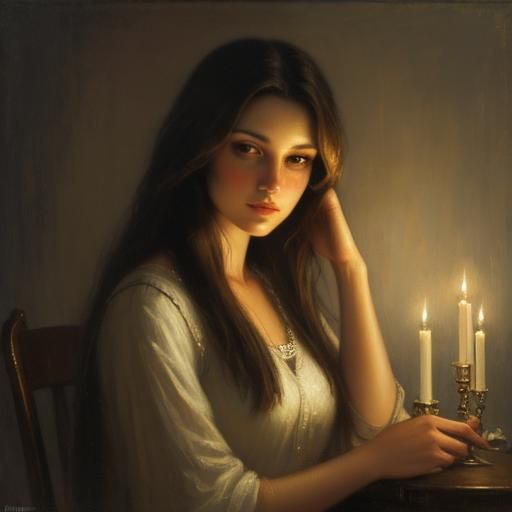 Girl in Candlelight: Oil Painting by Gurney
