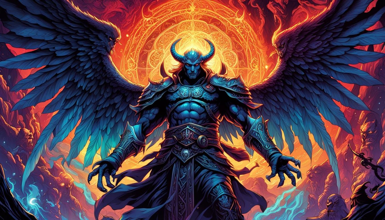 Angels and Demons in Comic Book Art Style