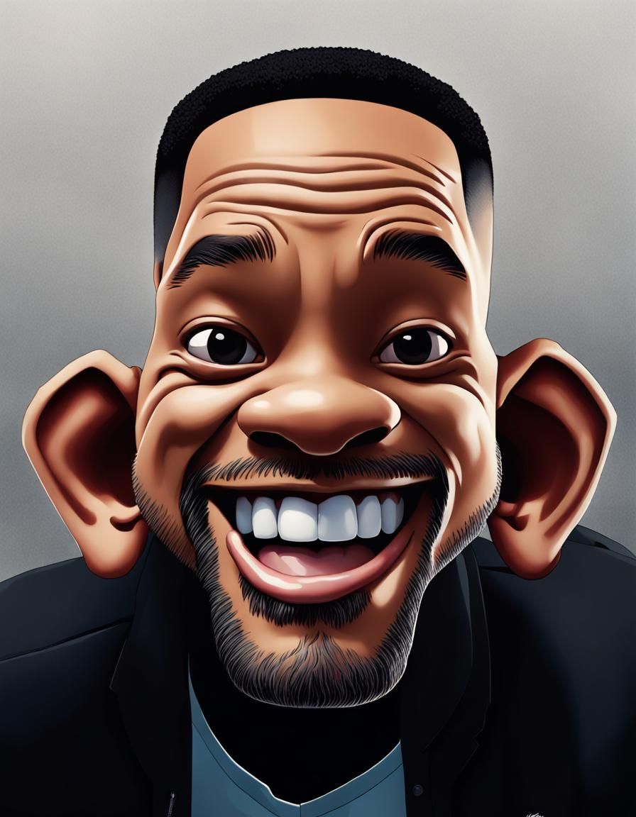 Cartoon 3D Caricature of Will Smith Smiling