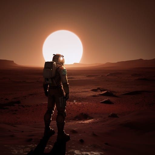 Astronaut Explores Alien Planet in Sci-Fi Art