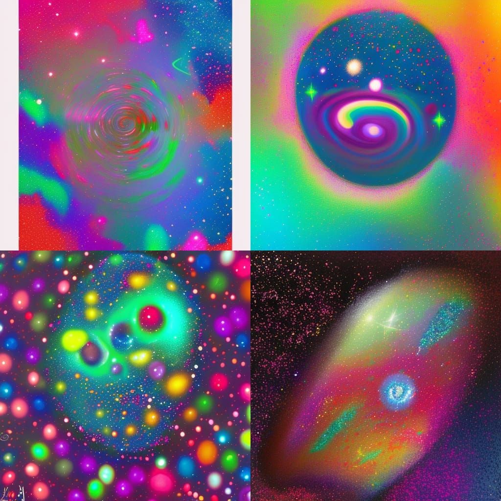 Milky Way Galaxy, glitter bomb, 8k resolution holographic astral cosmic illustration mixed media by Pablo Amaringo, mult...