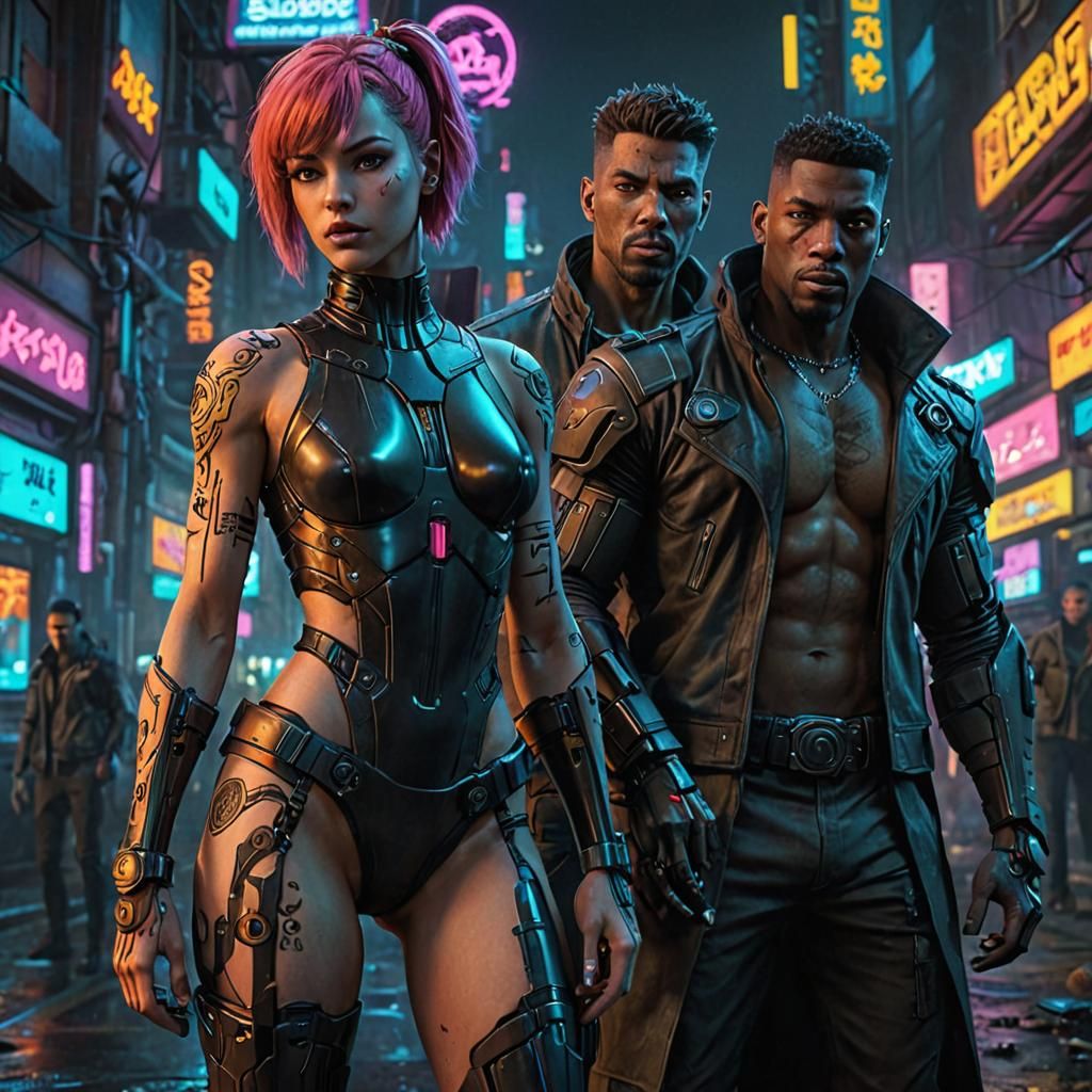 Cyberpunk Scooby-Doo Characters in Neon Cityscape