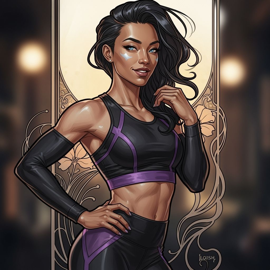 Athletic Mixed Race Woman Portrait in Painterly Style