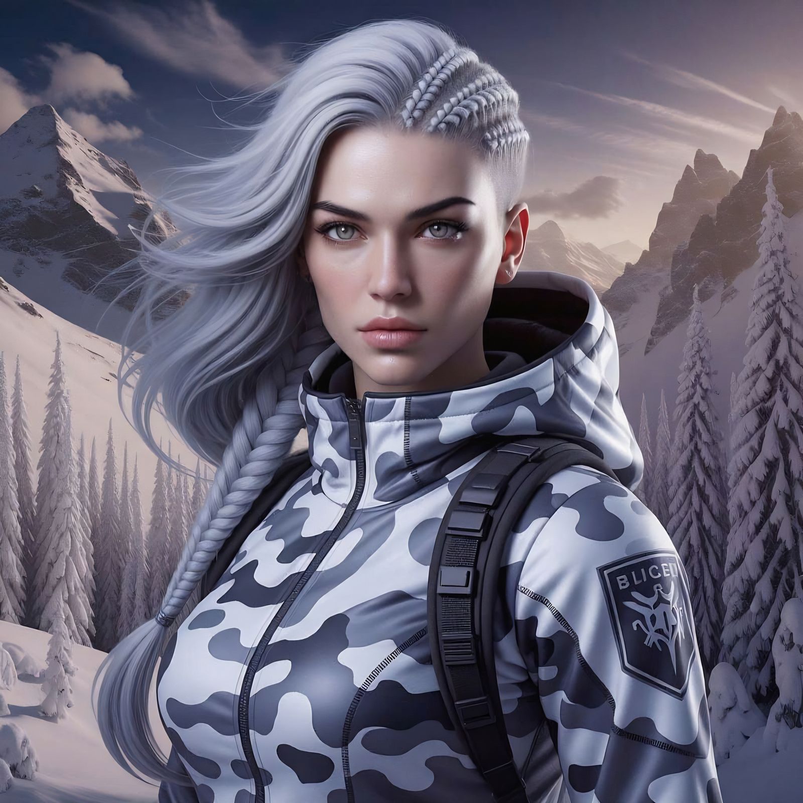 Cyberpunk Snow Queen in Tactical Gear