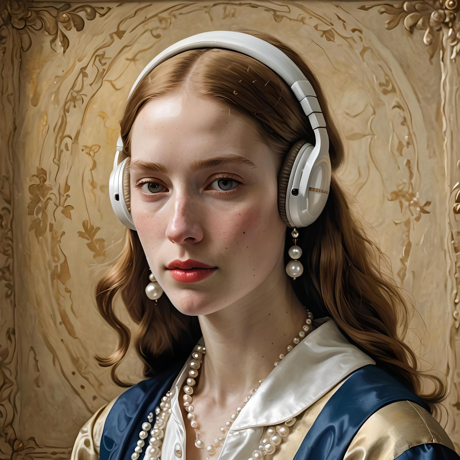 Girl with Pearl Headphones: Vermeer Style