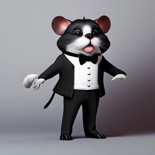 Cartoon Rat in Tuxedo: Fantasy Surrealism