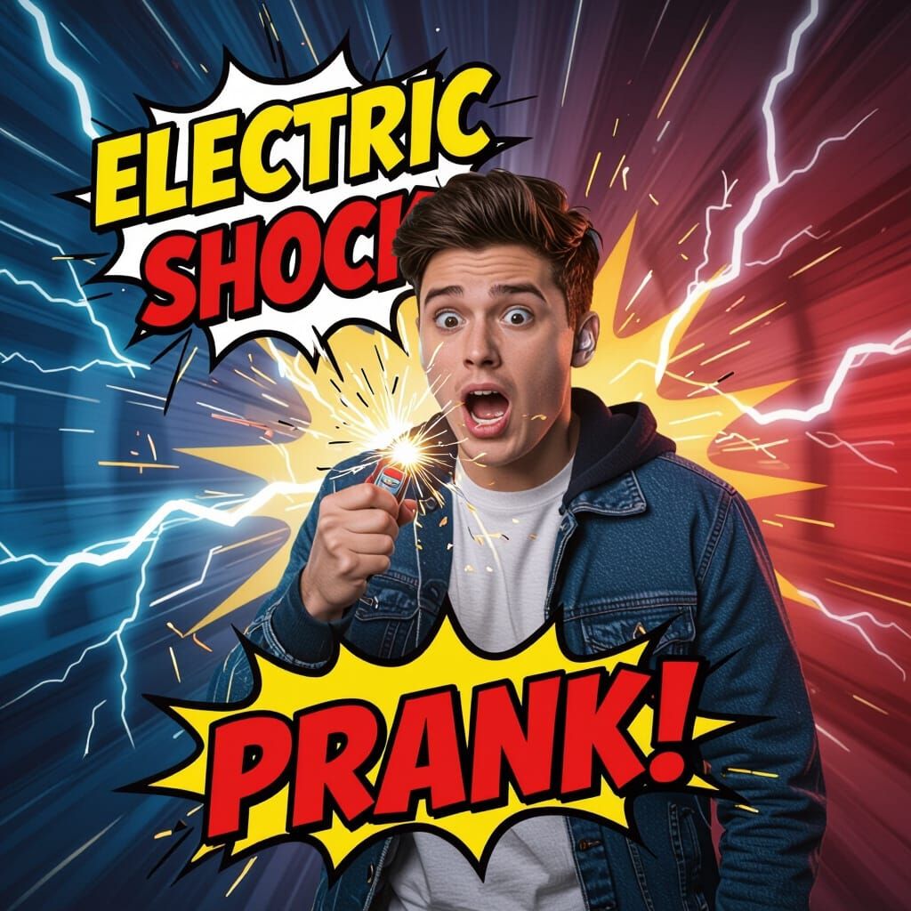 Electric Shock Prank in Comic Book Style