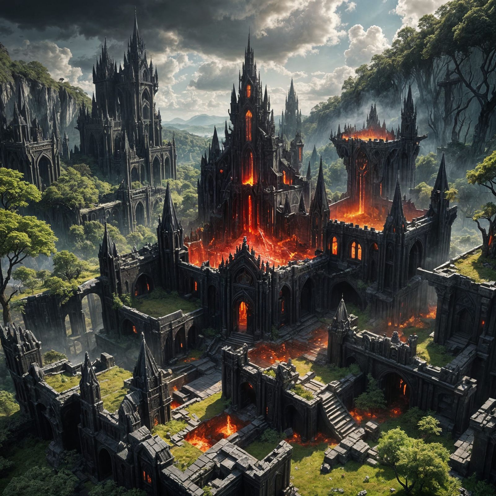 Ruined Elven City Engulfed in Crystalline Growth