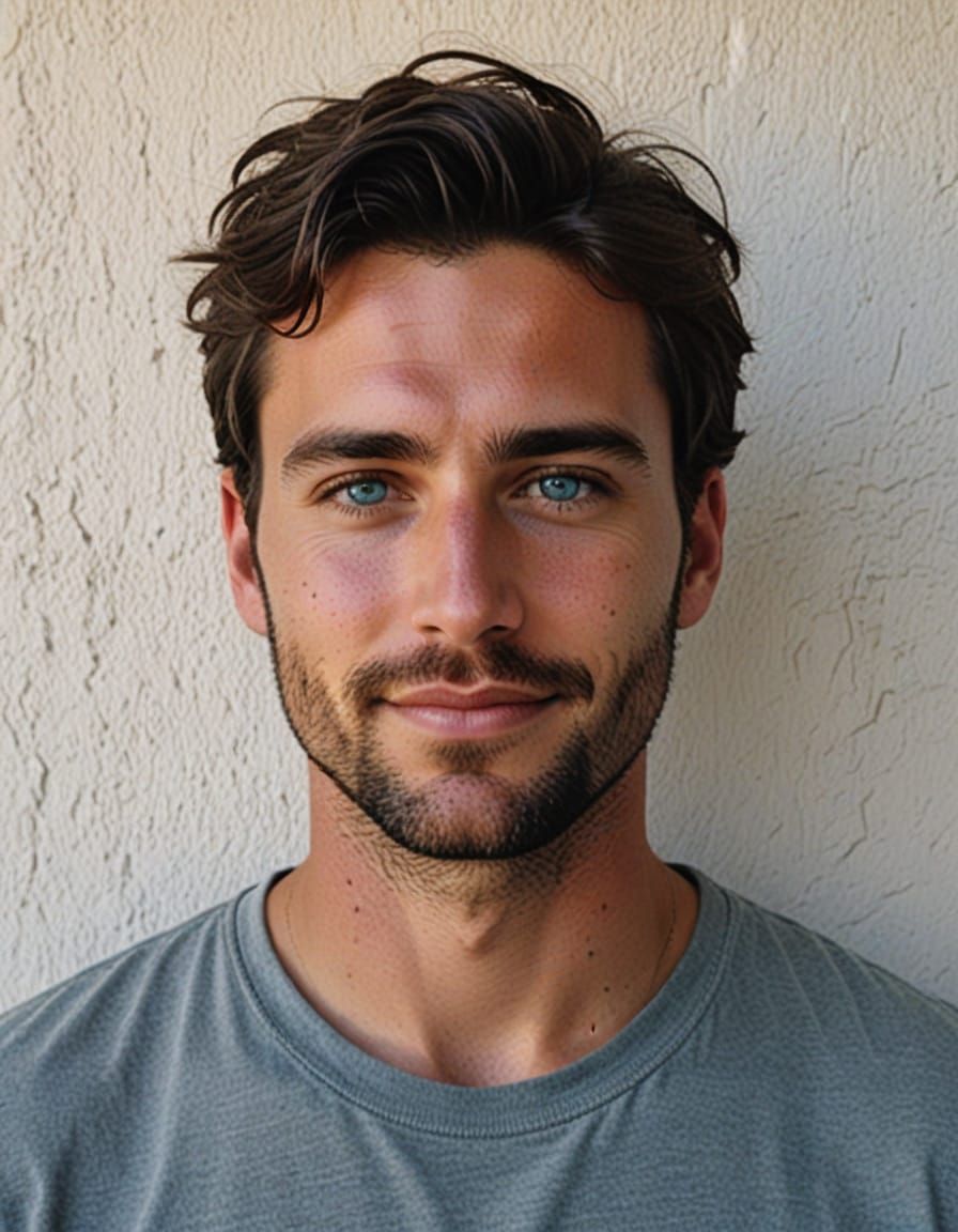 Strong Jawline Western Man with Piercing Blue Eyes