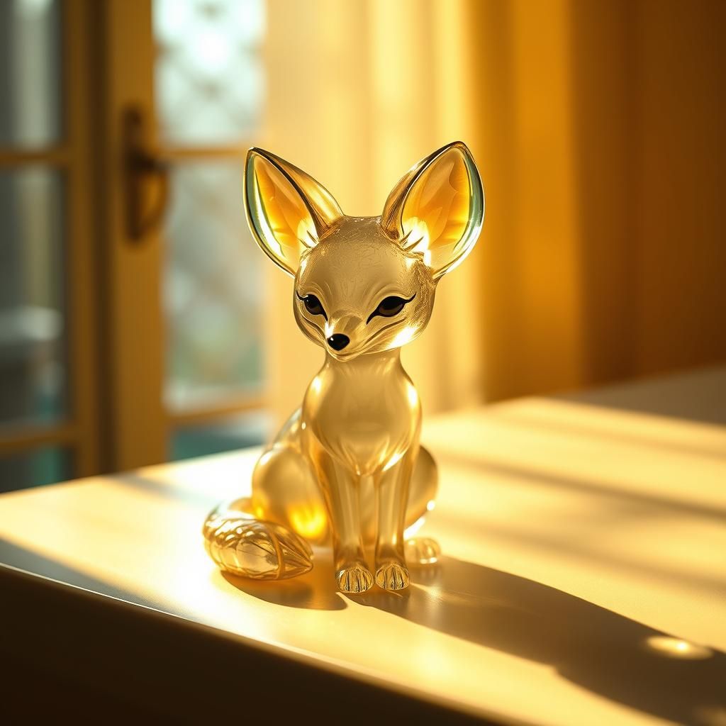 Ethereal Glass Fox Figurine in Dreamy Lighting