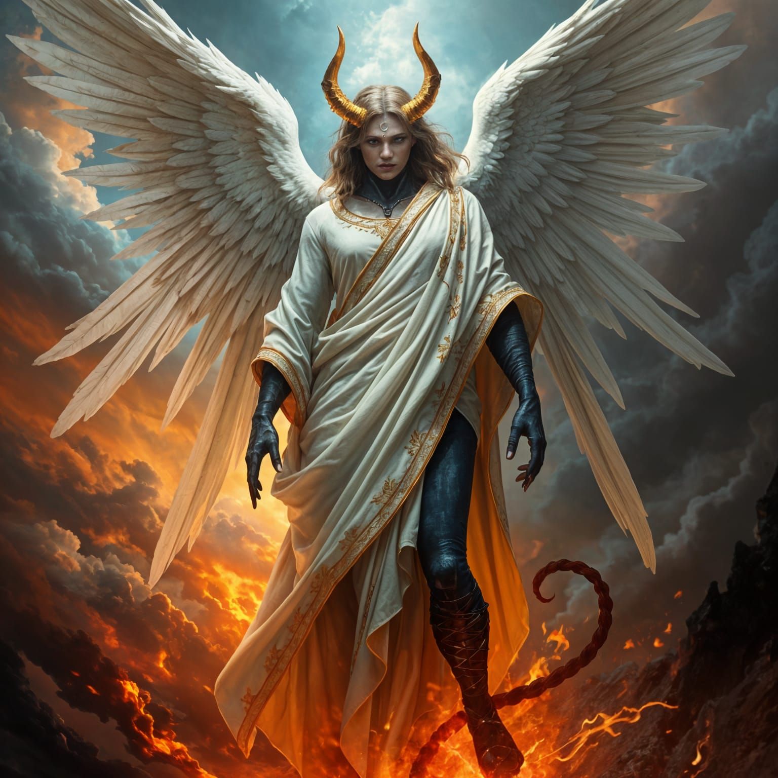 Half Angel Half Demon in Vibrant Colors