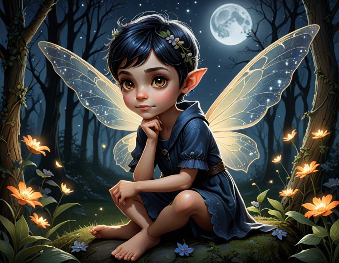 Mystical Nighttime Sprite in Ethereal Glow