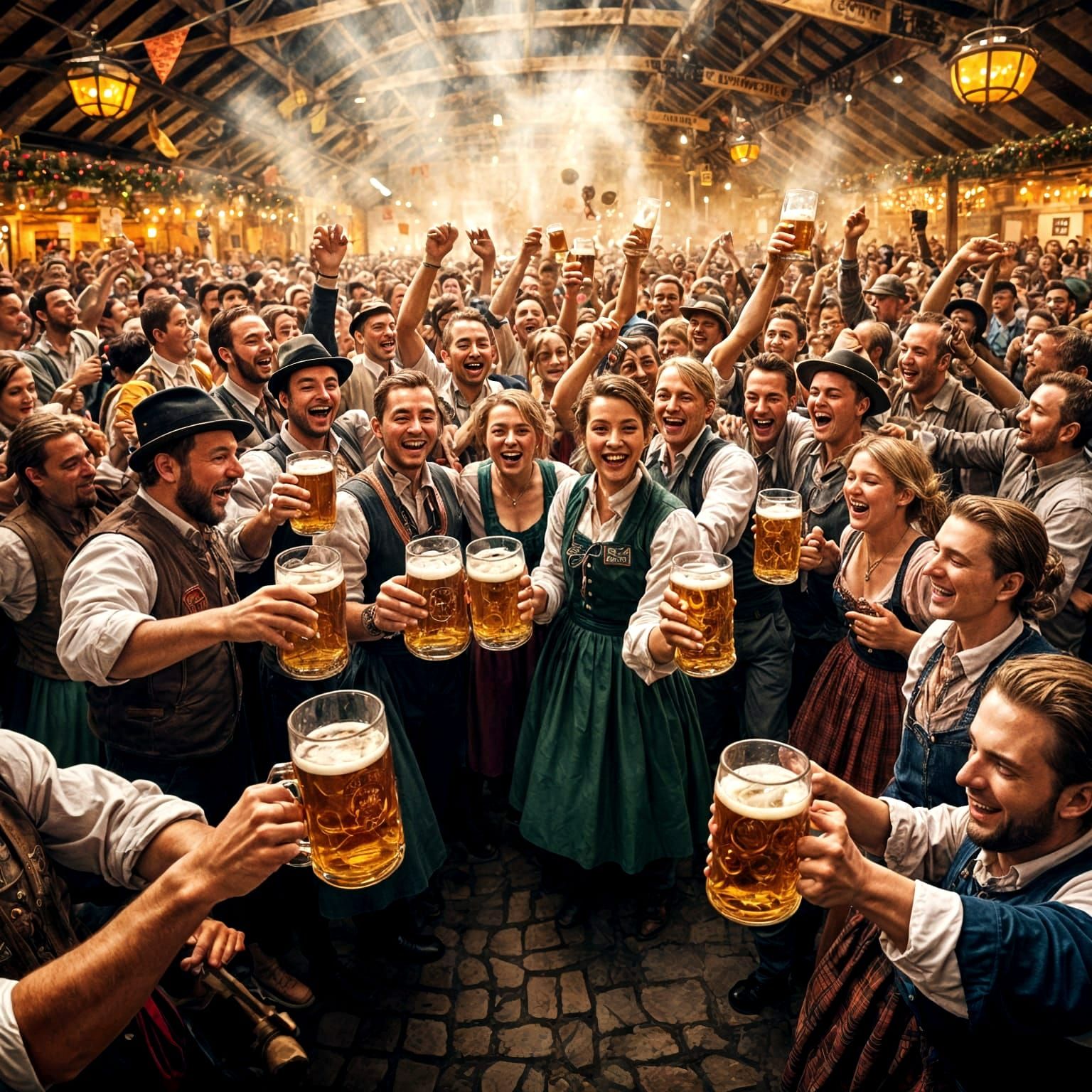 Lively Oktoberfest Celebration in Digital Illustration