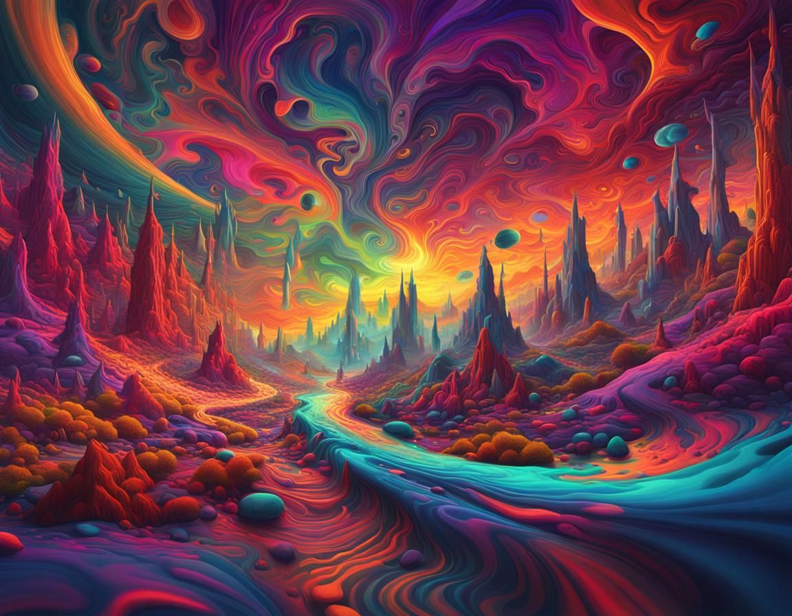 Abstract Psychedelic Vision in Detailed Matte Painting