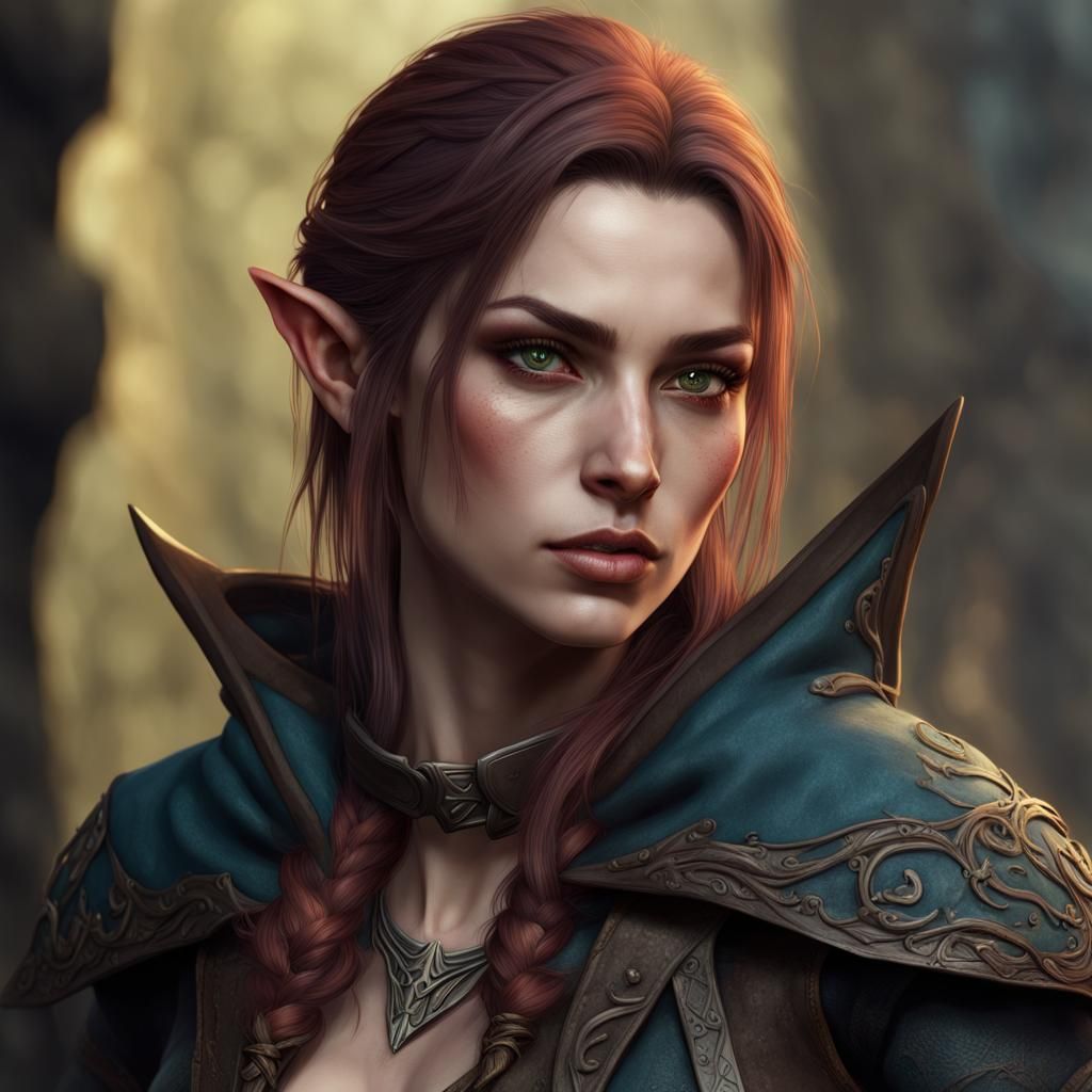 Detailed Portrait of a Half-Elf Rogue