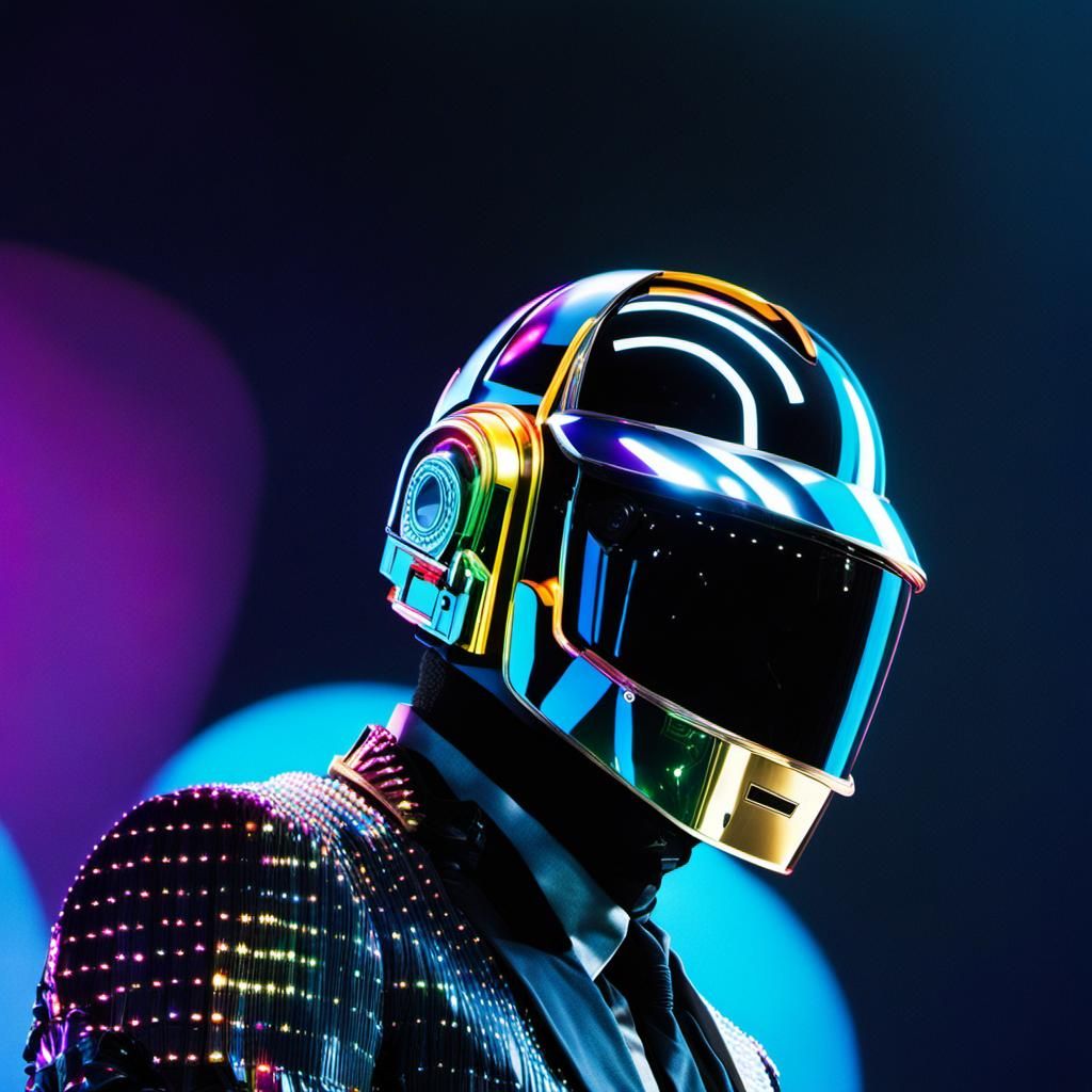 Daft Punk Portrait with Colorful Spotlights
