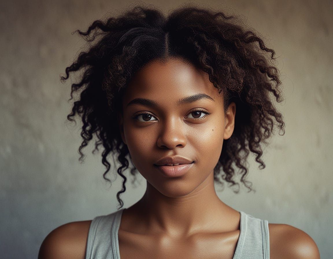 Monochromatic Digital Portrait of a Smiling Black Woman
