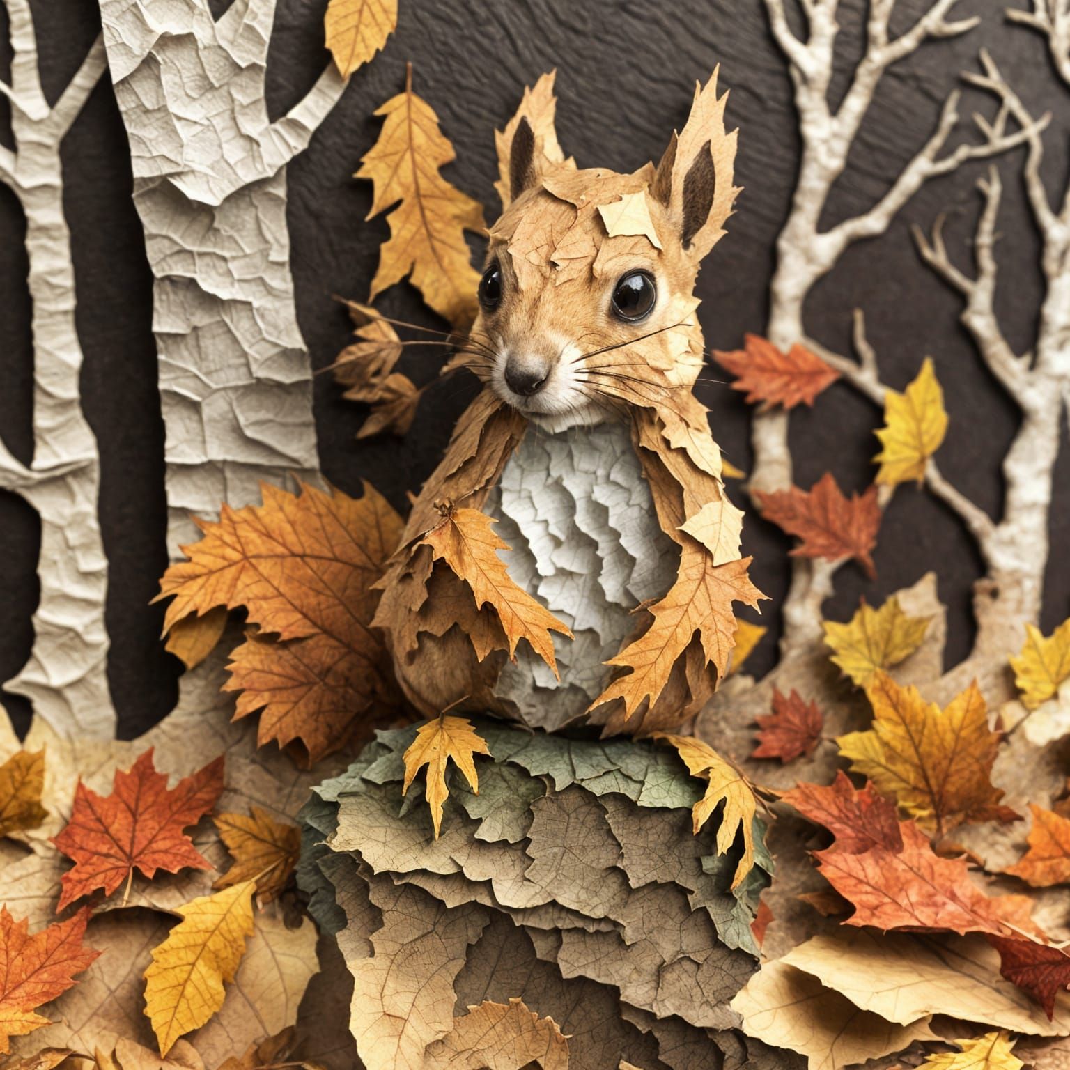 Yggdrasil: 3D Torn Paper Collage of Norse Mythology