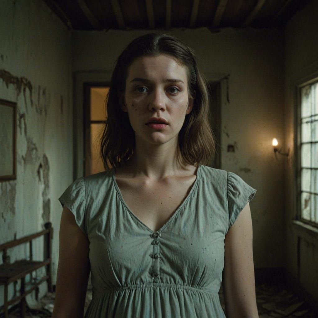 Surreal Pregnant Girl in Haunting Abandoned Nursery