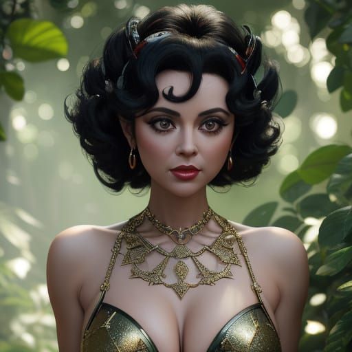 Betty Boop in Industrial Rose Garden: Digital Art