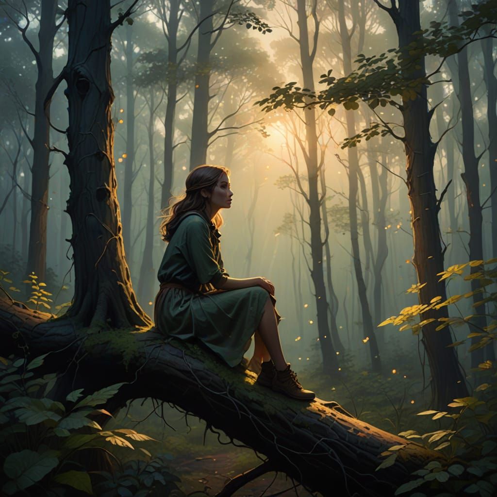 Enchanted Forest Girl in Whimsical Concept Art