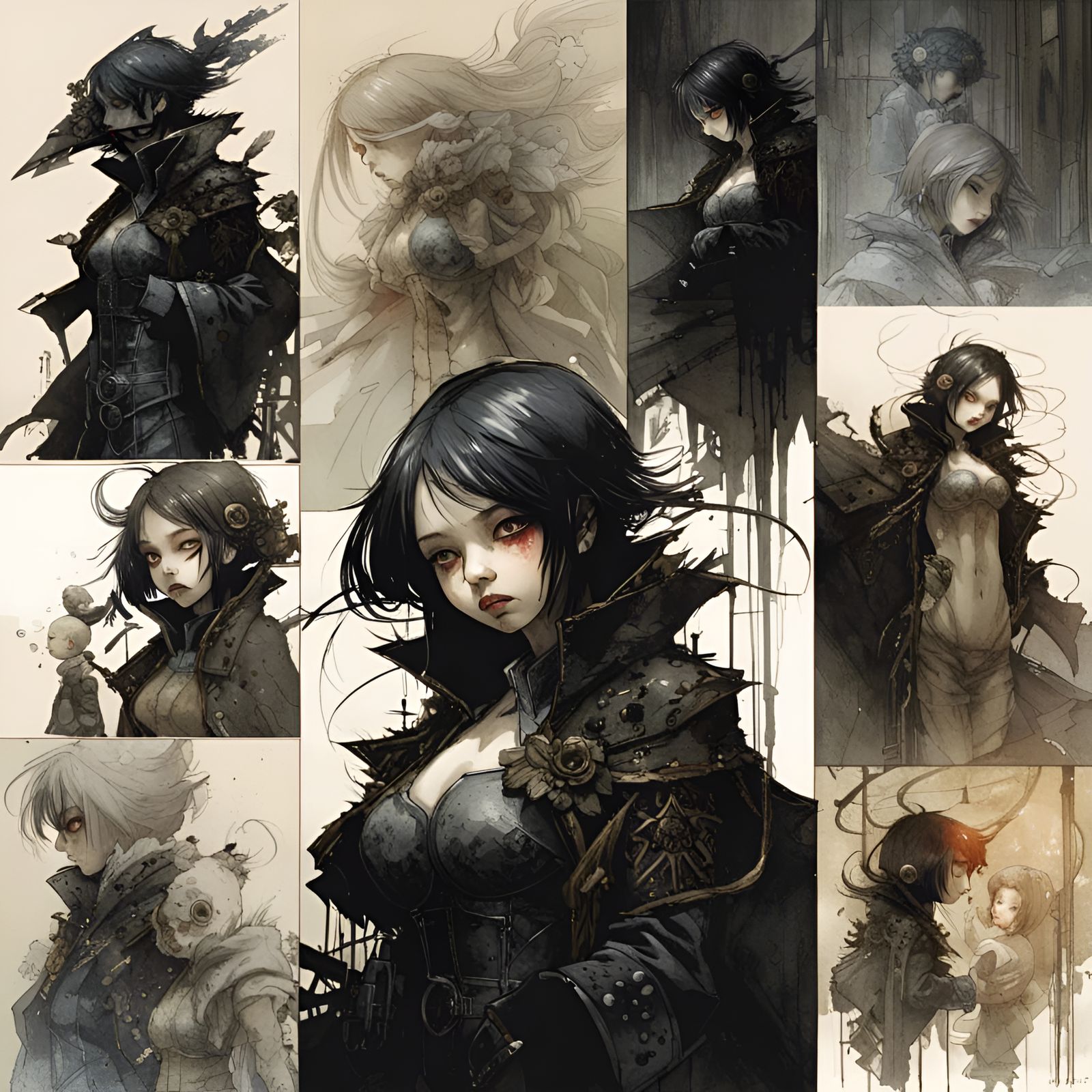 Elegant Gothic Vampire Girl Portrait in 16k