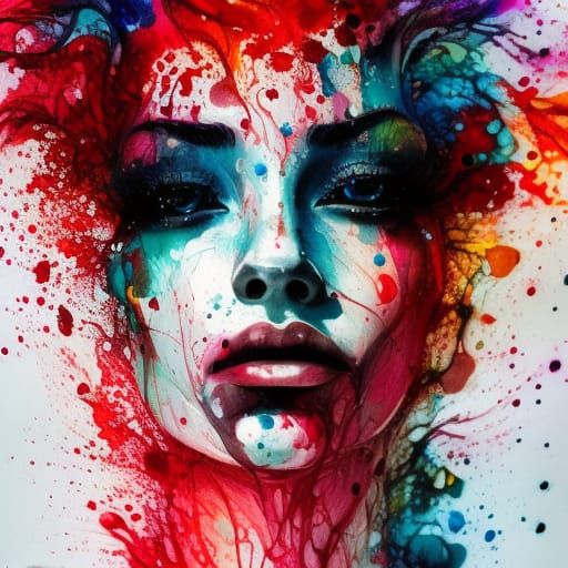 Red Ink splatter portrait