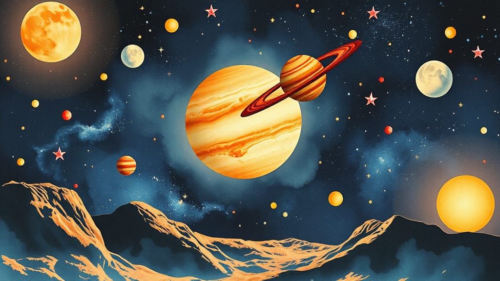 Martian Pop Icon in Vibrant Watercolor