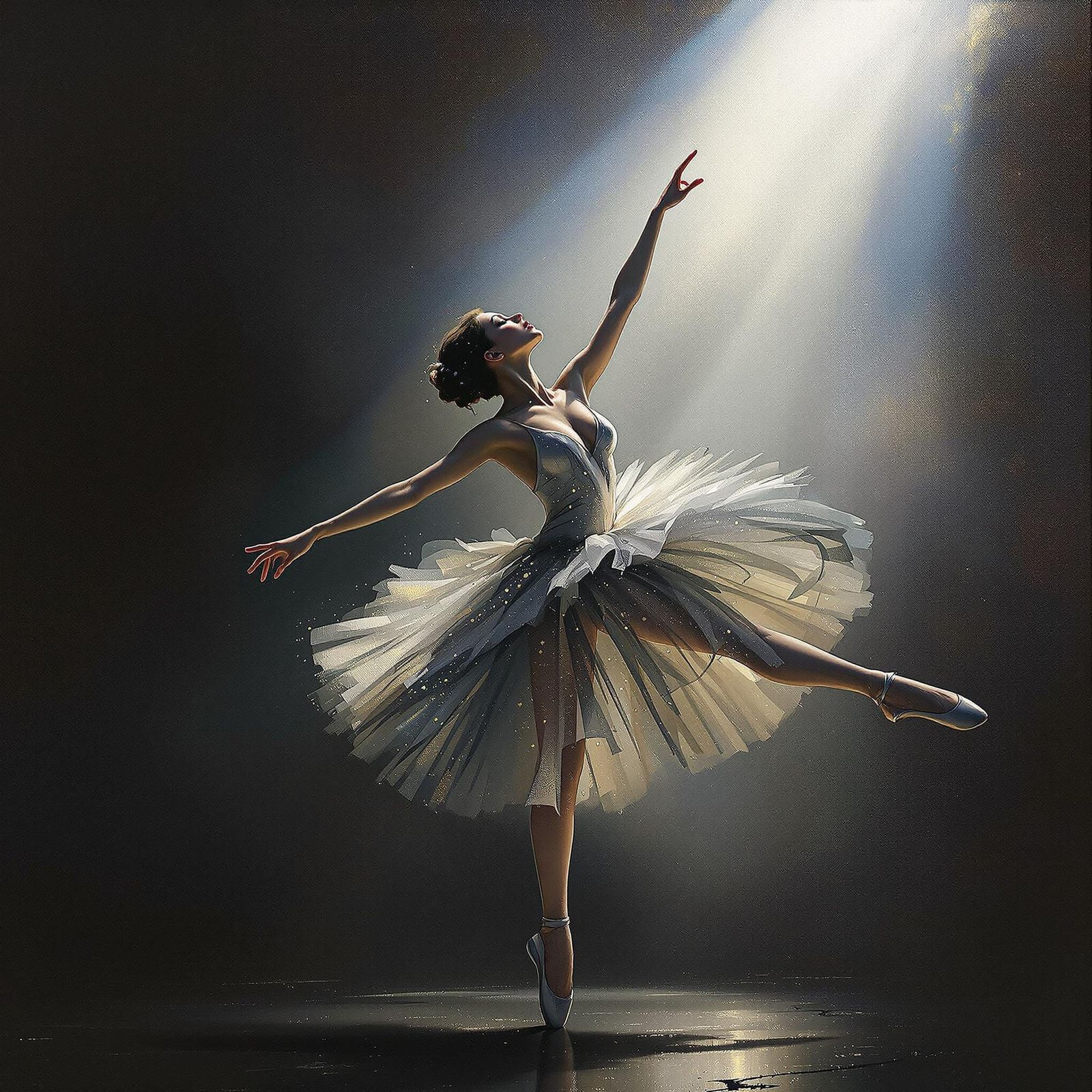 Ballerina in Silvery Spotlight