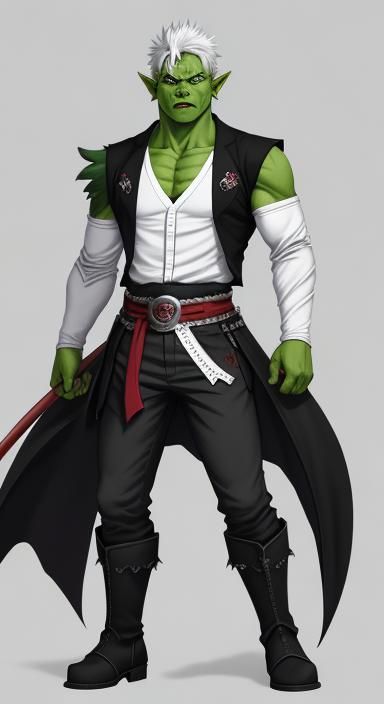 Orc Prince with Red Eyes in Anime Style