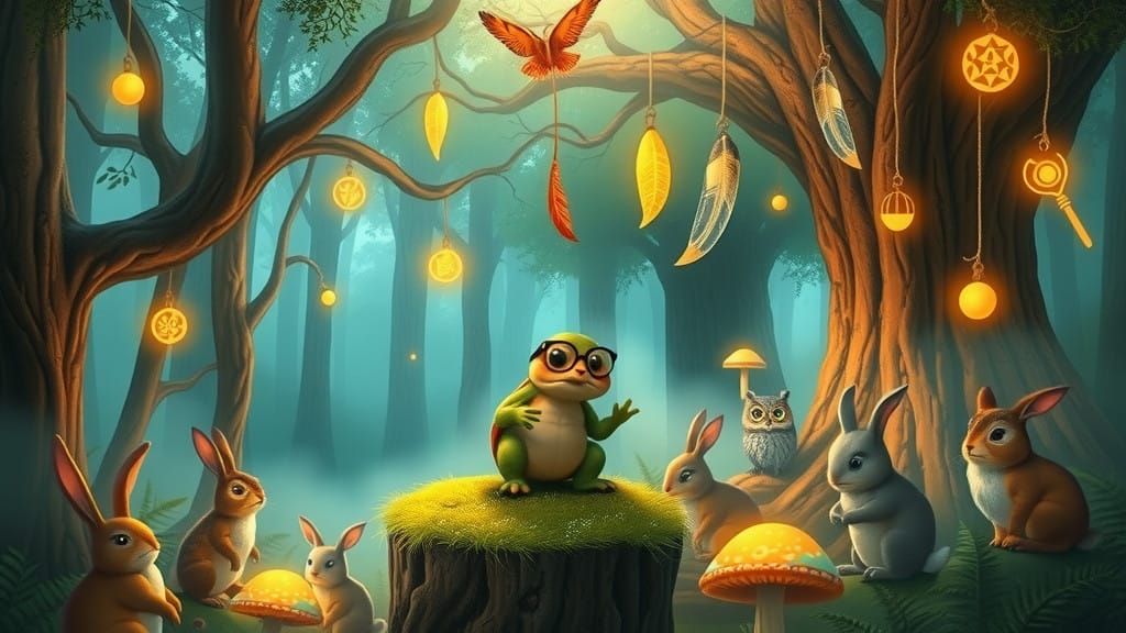 Turtle's Whimsical Wisdom in the Enchanted Forest