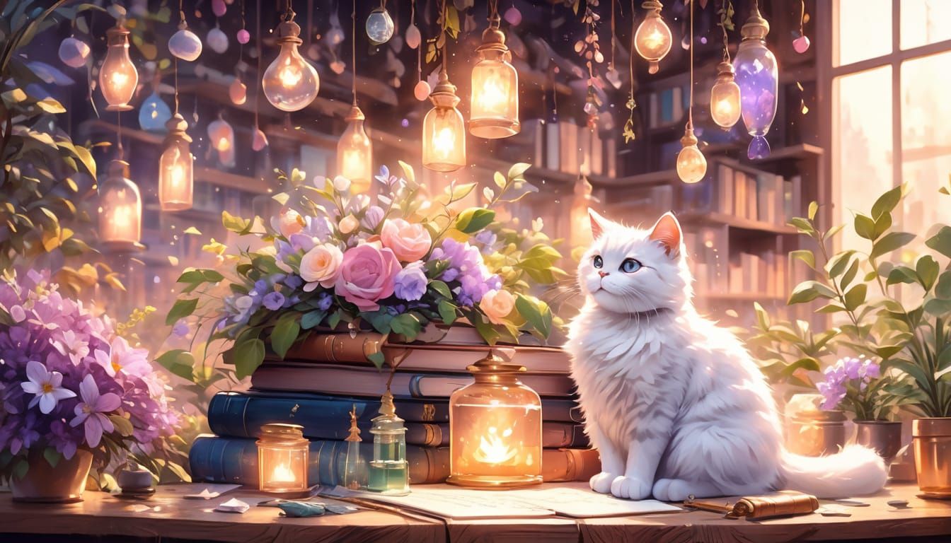 Magical Workspace Whimsy in Gentle Pastel Hues