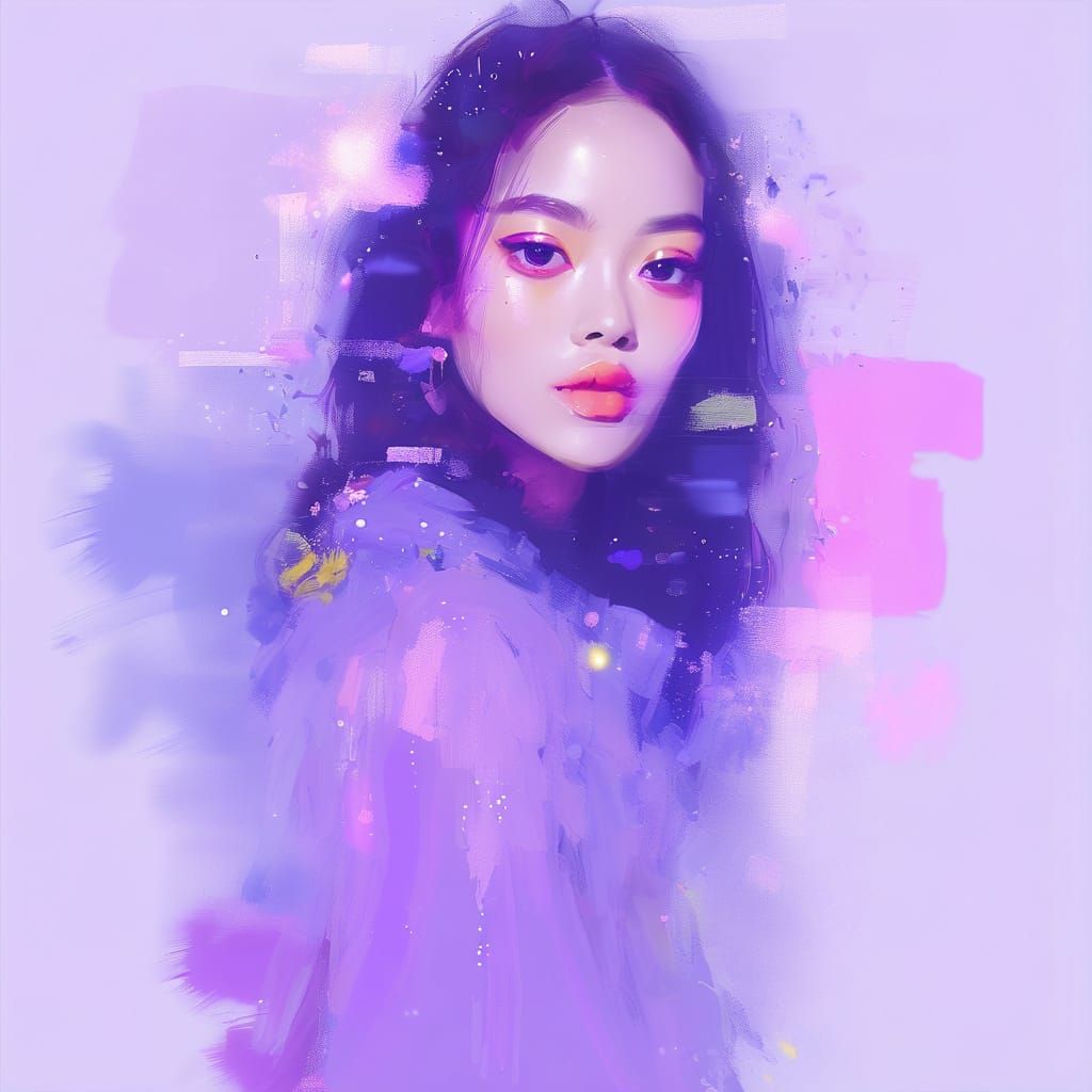 Digital Impressionism Portrait with Anime Eyes