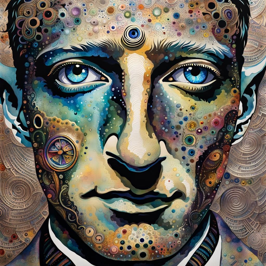 Lizard Zuckerberg Watercolor Portrait on Ancient Paper