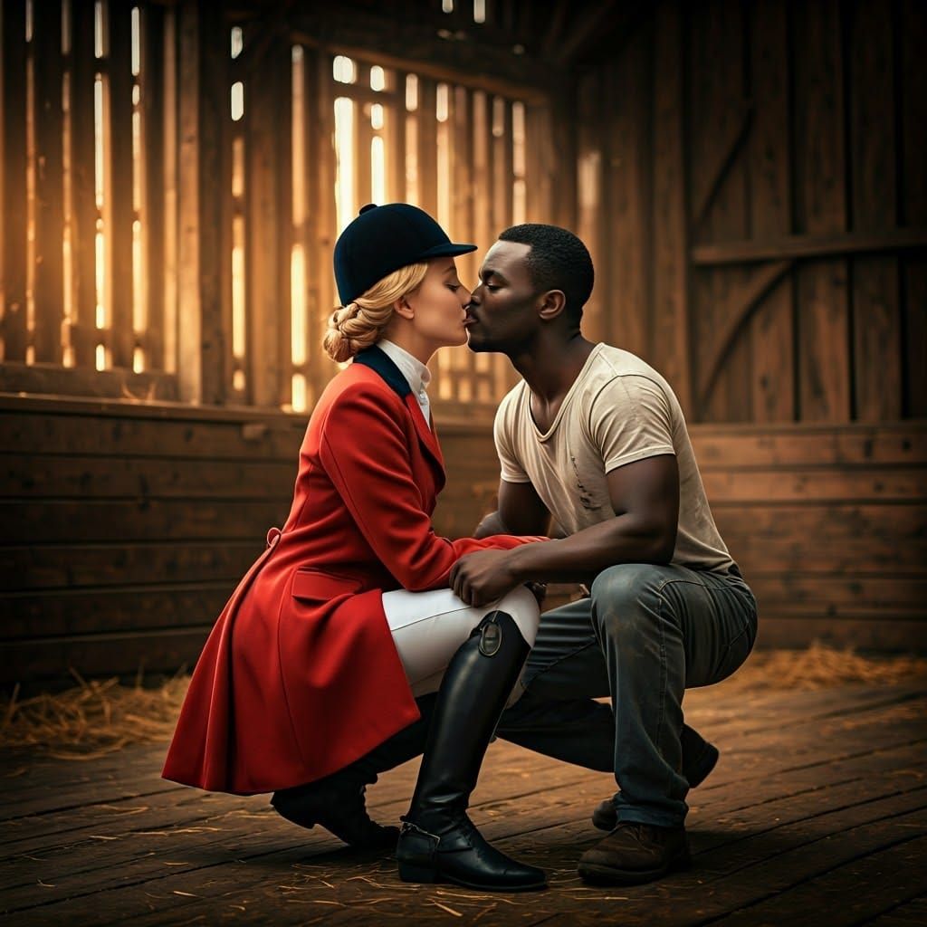 Elegant French Countess in Romantic Barn Embrace