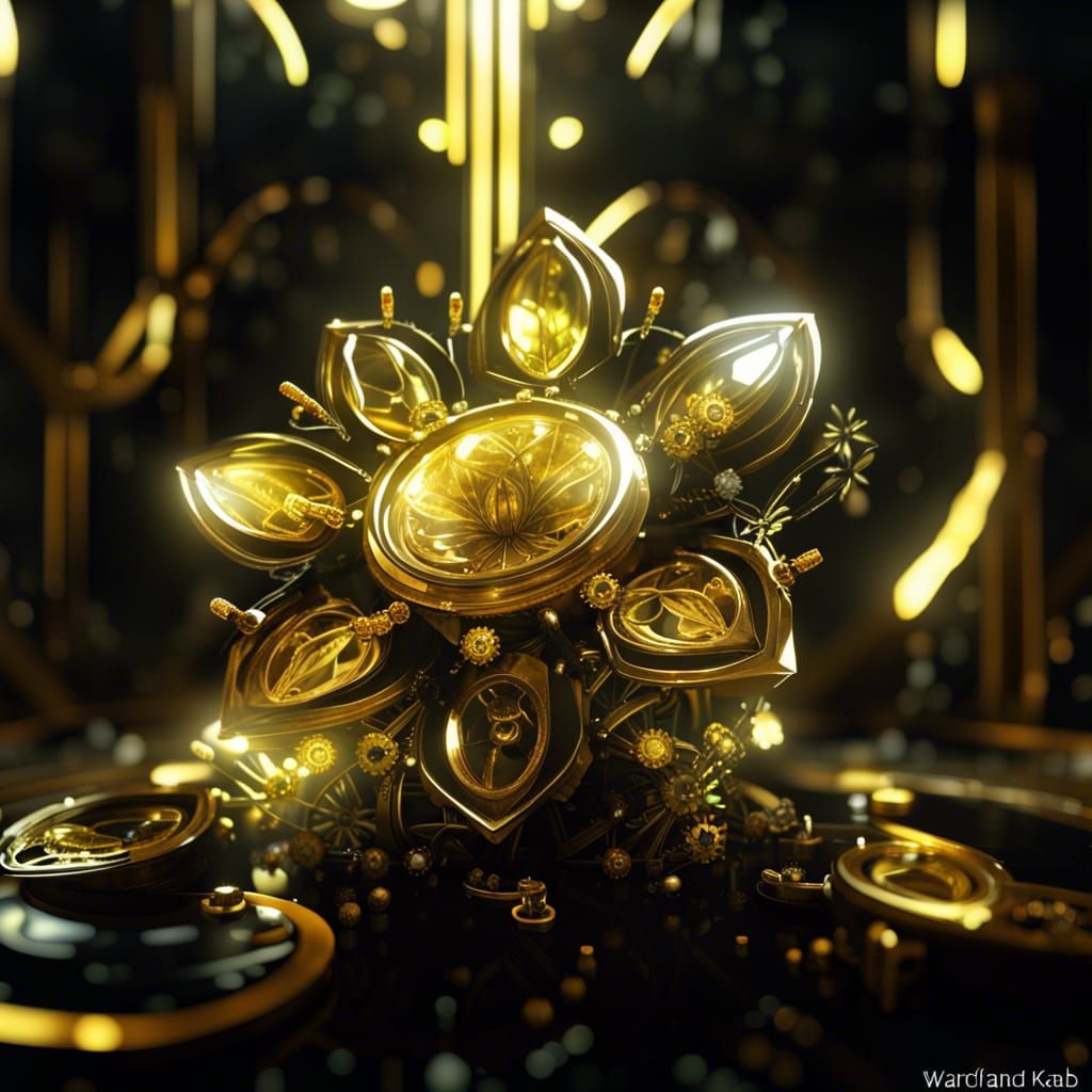 Steampunk Crystal Flowers with Volumetric Lighting