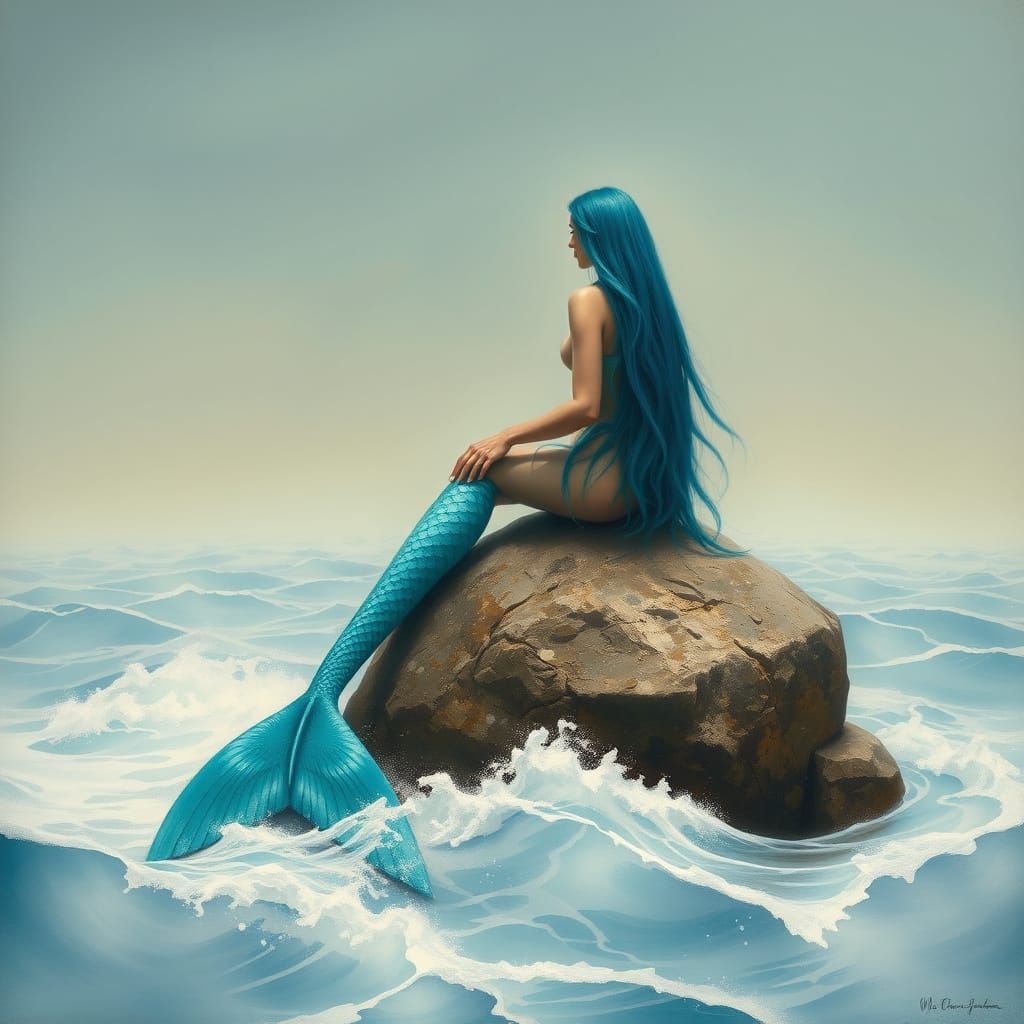 Siren Goddess in Turquoise Hues, Inspired by Parkes, Rothko,...