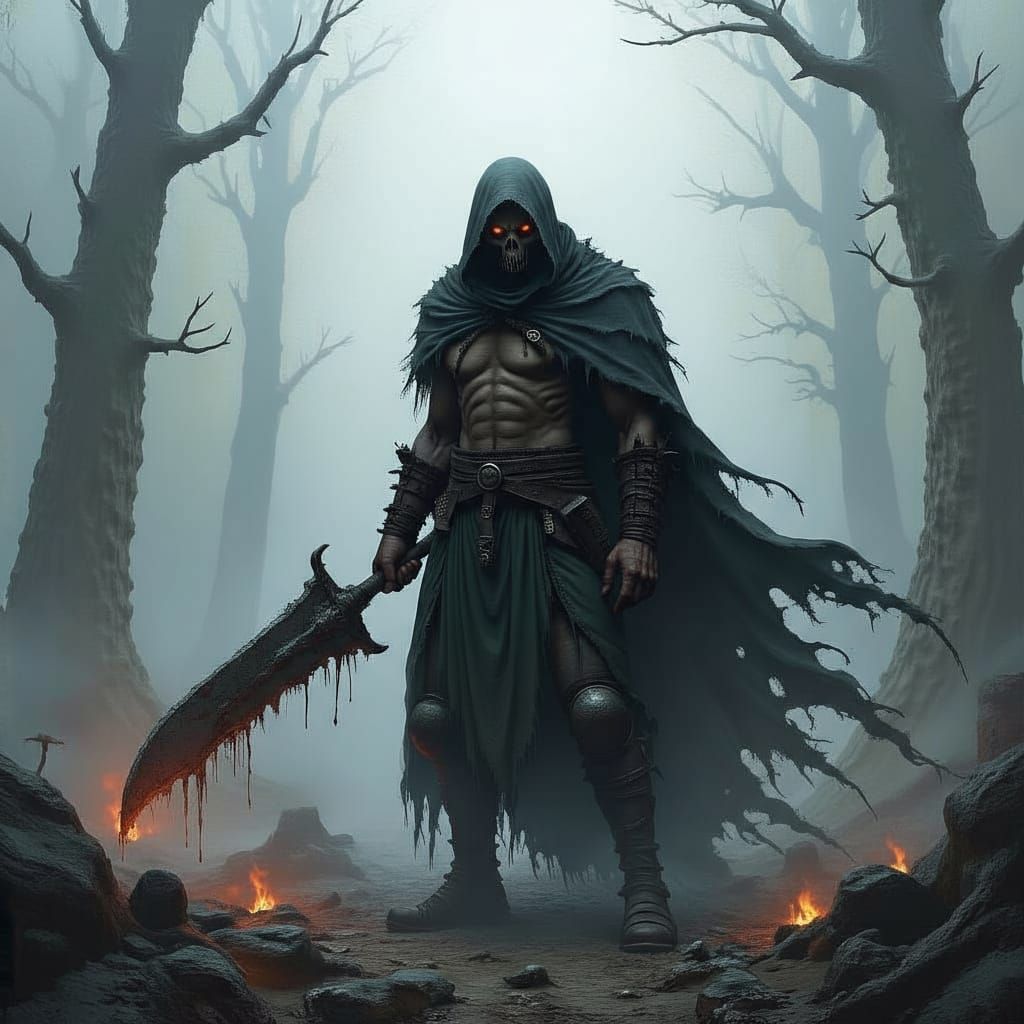 Grimdark Fantasy Landscape in the Style of Piotr Foksowicz