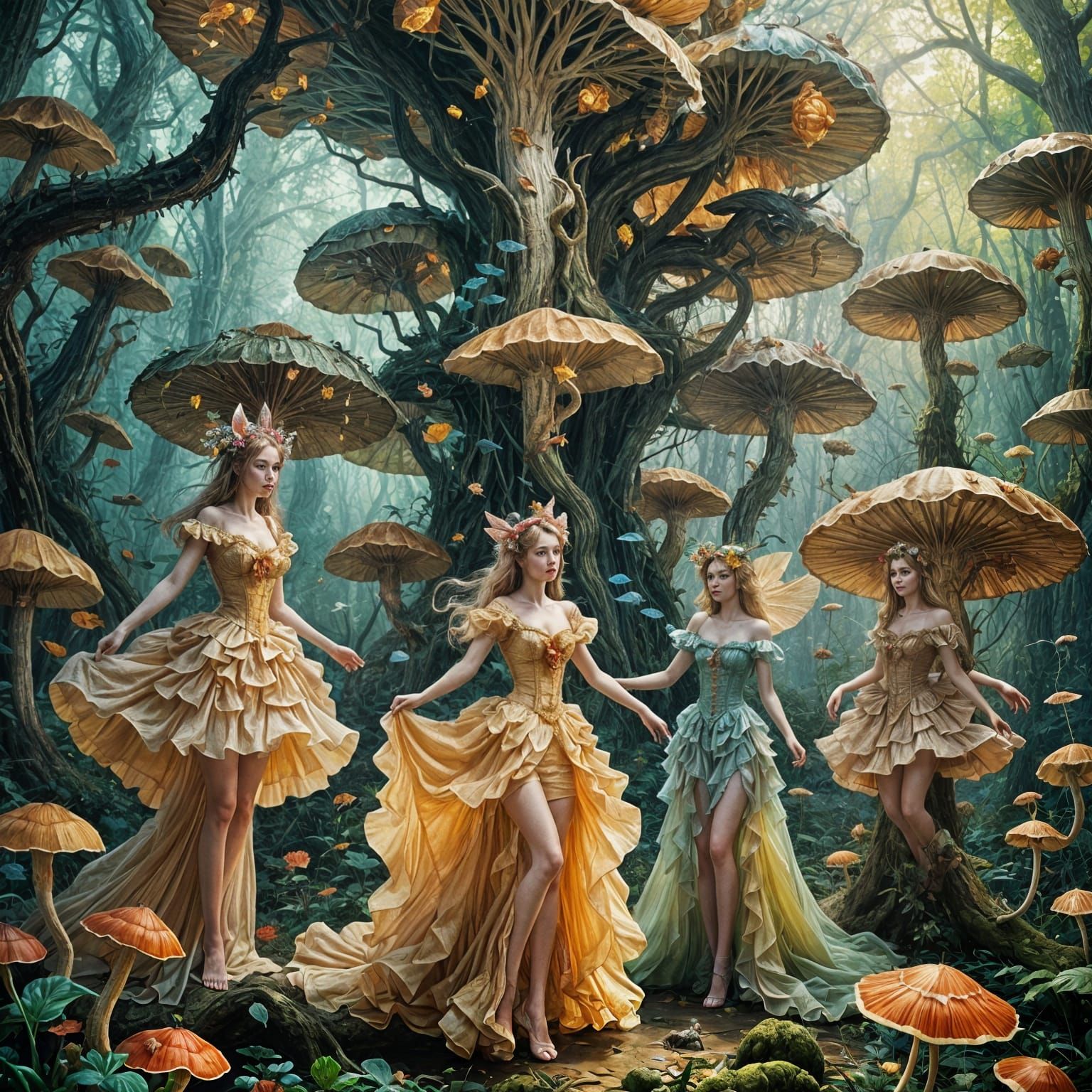 (Nymphs playing with a strange creature in Wonderland: 1.5x)...