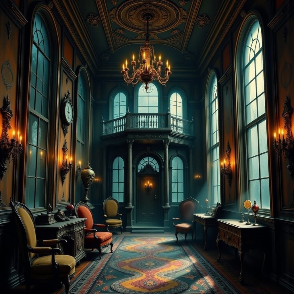 Dark Gothic Mansion in a Haunted Atmosphere