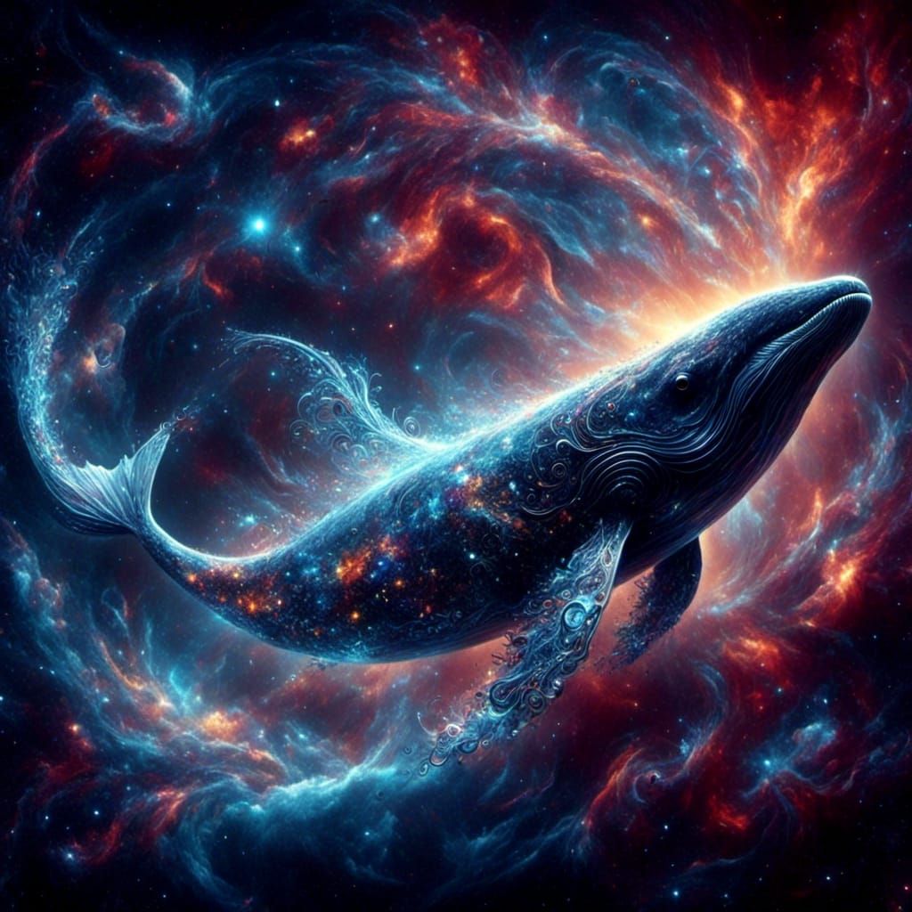 Celestial Whale Swimming Through Deep Space