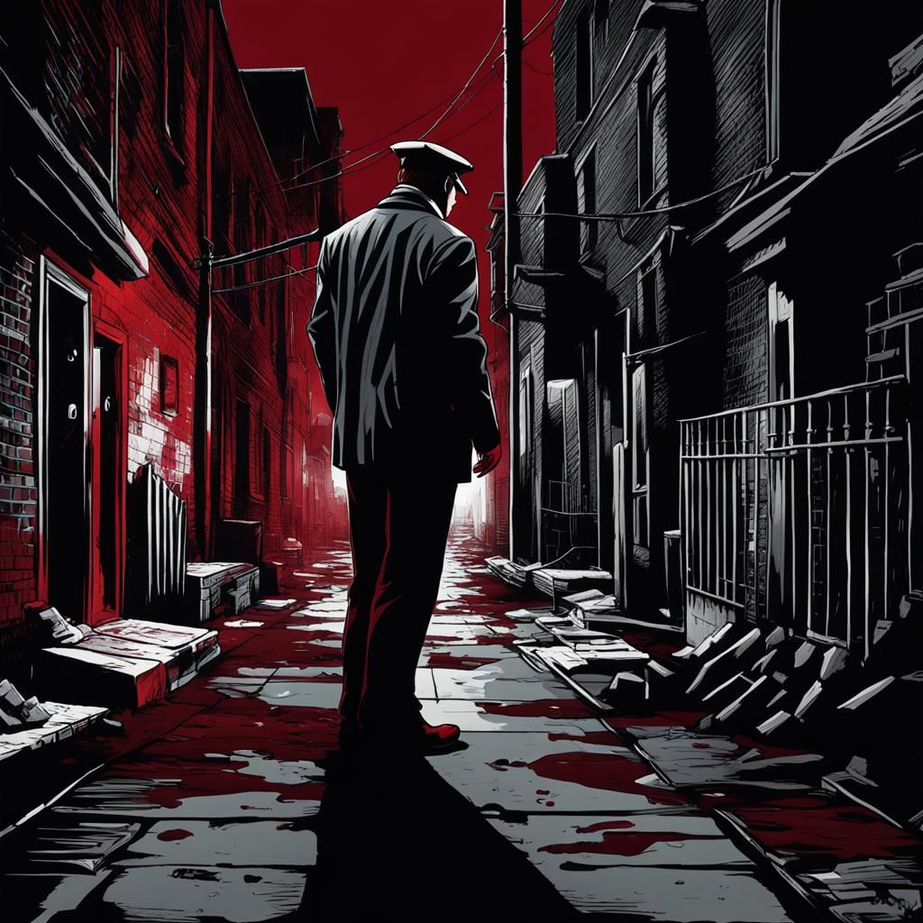Cinematic Detective Scene in Dark Alley
