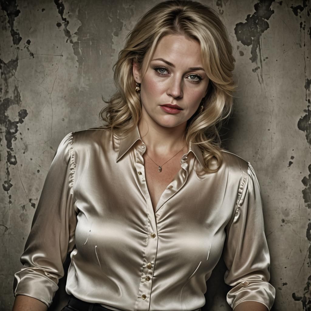 Hyperrealistic Portrait of a Curvy Blonde in Silk